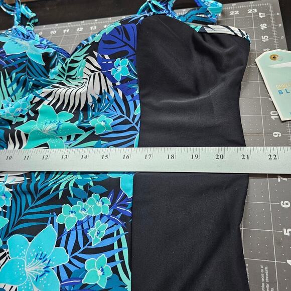 Christina Blue Krista Swimsuit Womens Size 24 Blue Floral One Piece Adjustable - Picture 10 of 14